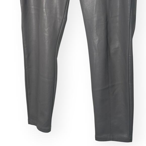 MARC NEW YORK Gray Faux Leather Pants Pull On Slim Banded Waist Stretch Cropped - Picture 4 of 10